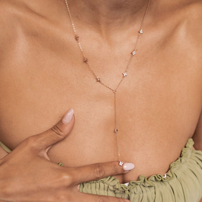 Posy Y Chain Necklace Sterling Silver Gold