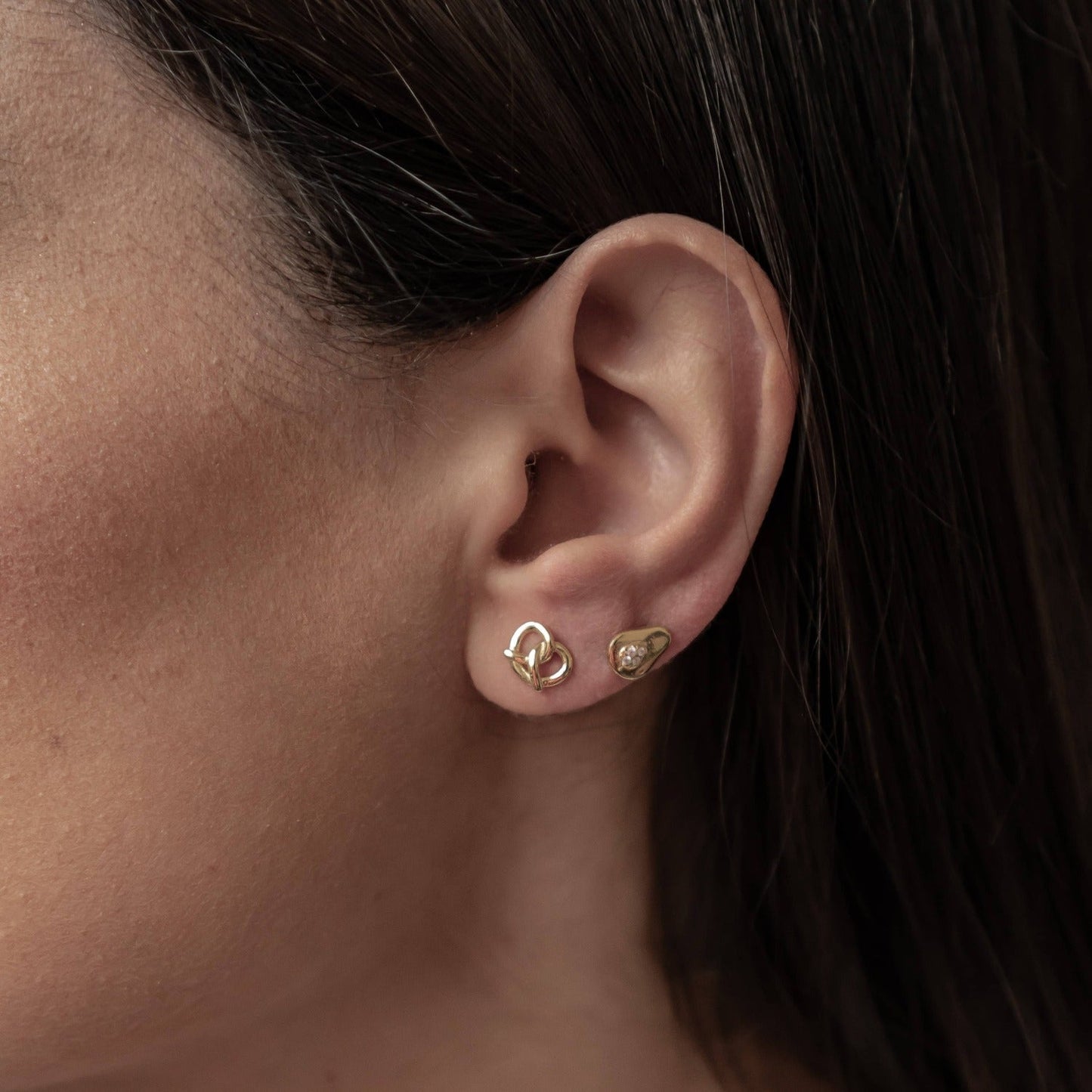 Pretzel and Avocado Stud Earring Set