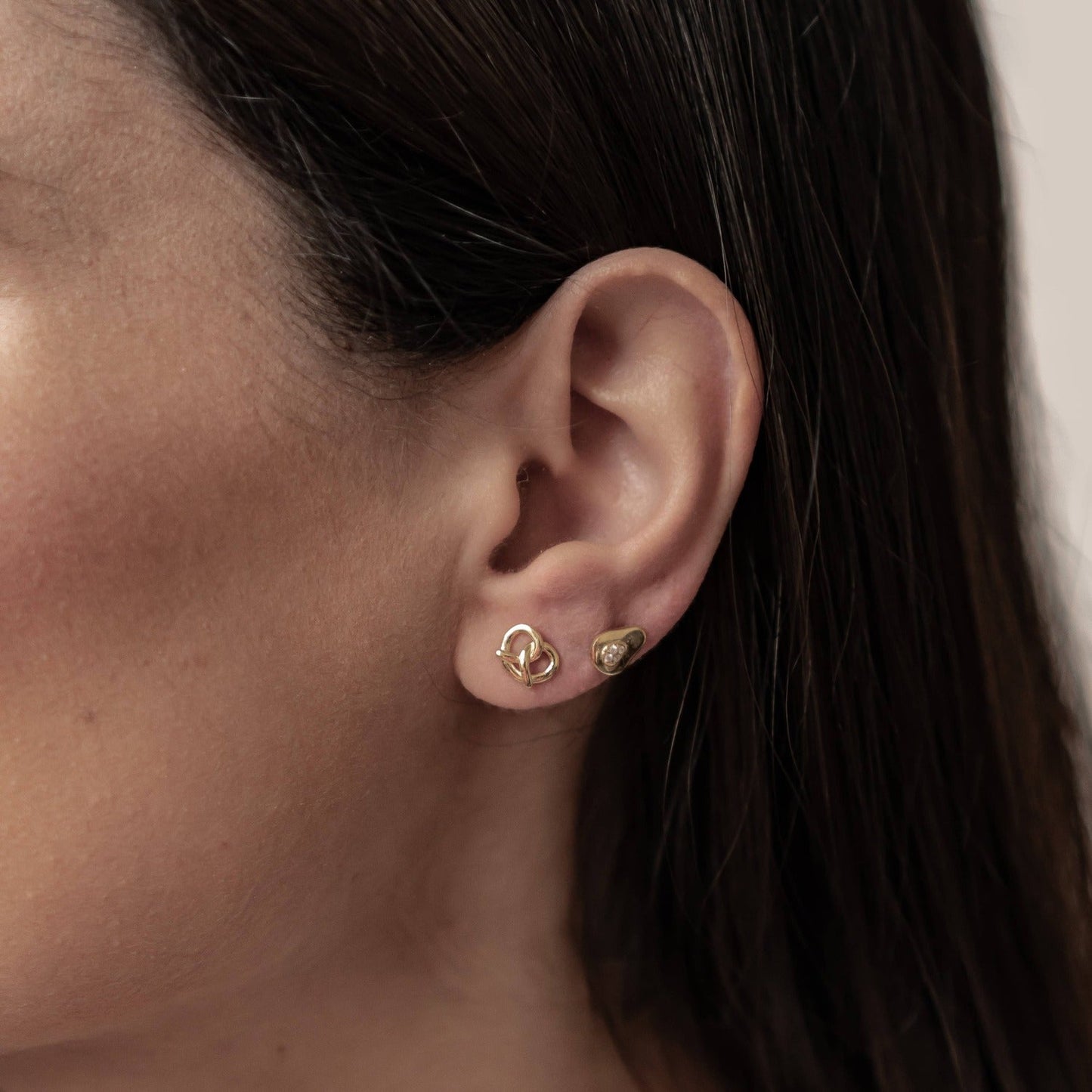 Pretzel and Avocado Stud Earring Set