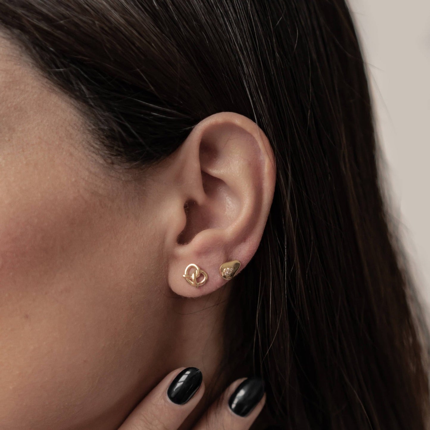 Pretzel and Avocado Stud Earring Set