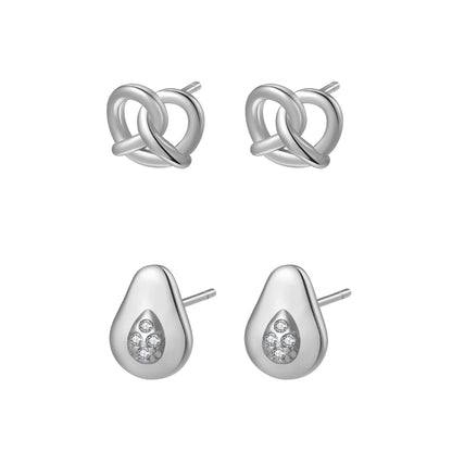 Pretzel and Avocado Stud Earring Set