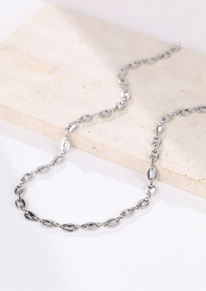 Puffed Mariner Chain Necklace Silver