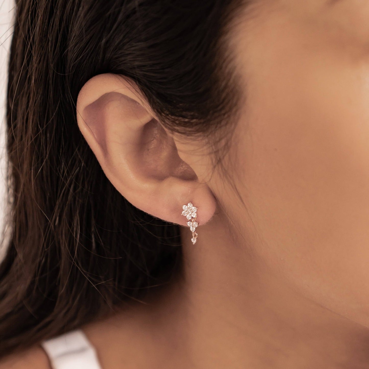 Radiant Bloom Drop Earrings Sterling Silver