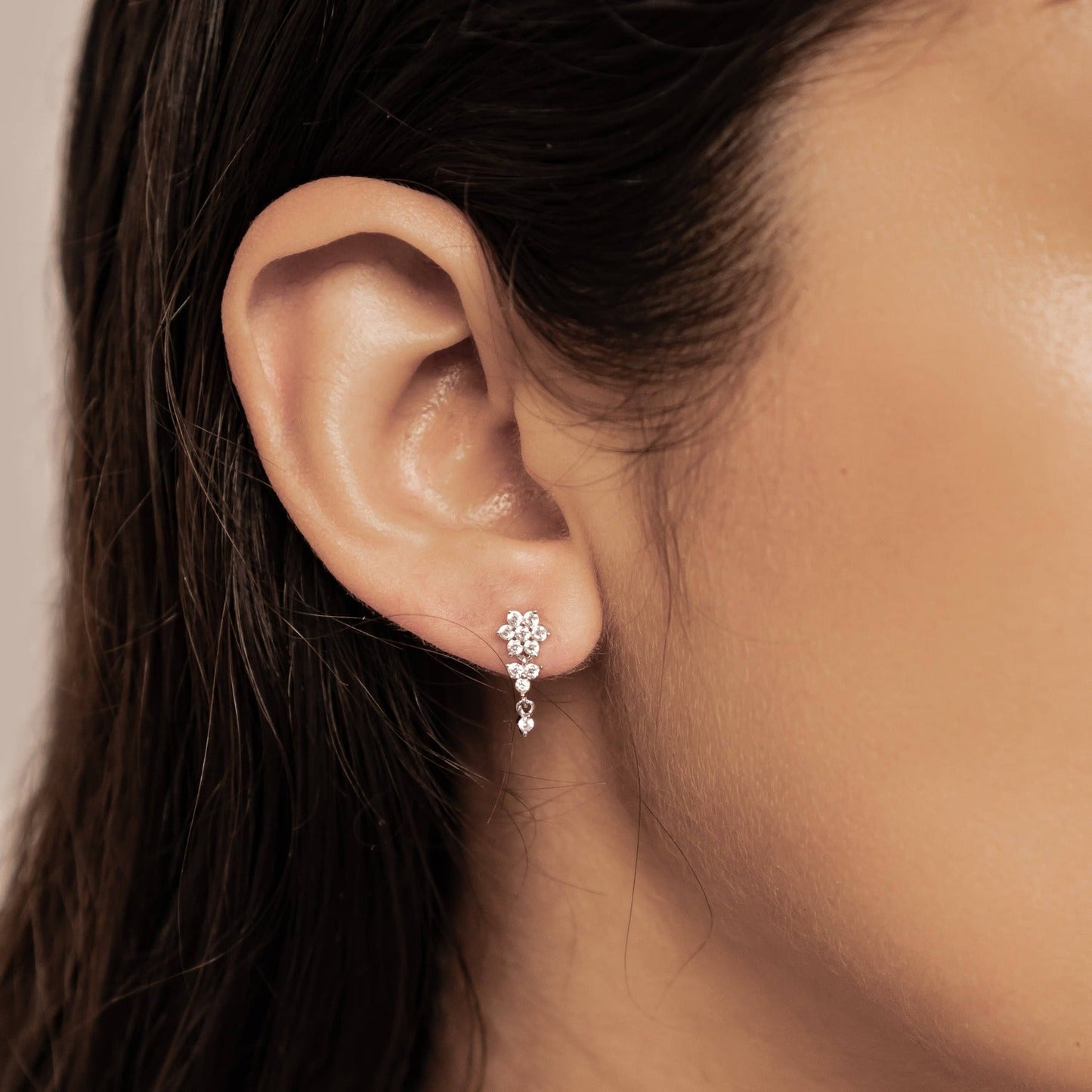 Radiant Bloom Drop Earrings Sterling Silver