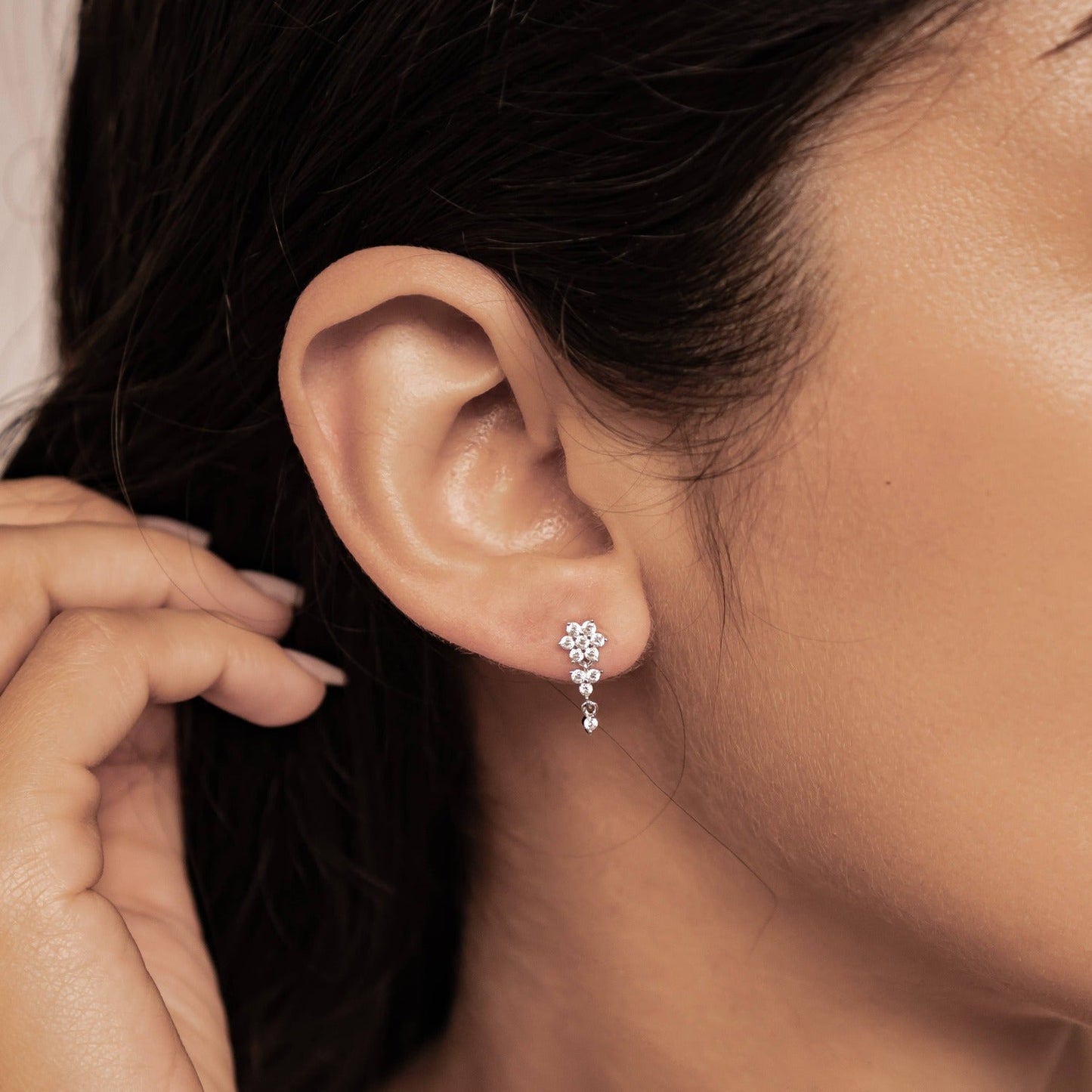 Radiant Bloom Drop Earrings Sterling Silver