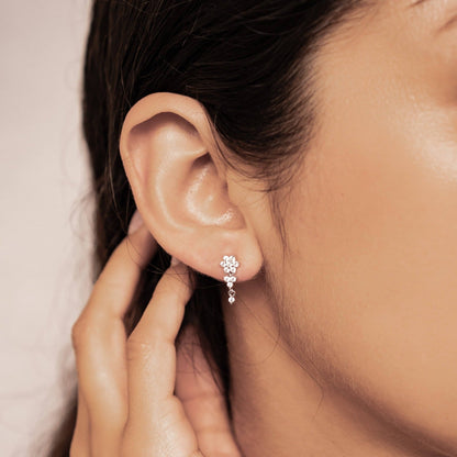 Radiant Bloom Drop Earrings Sterling Silver