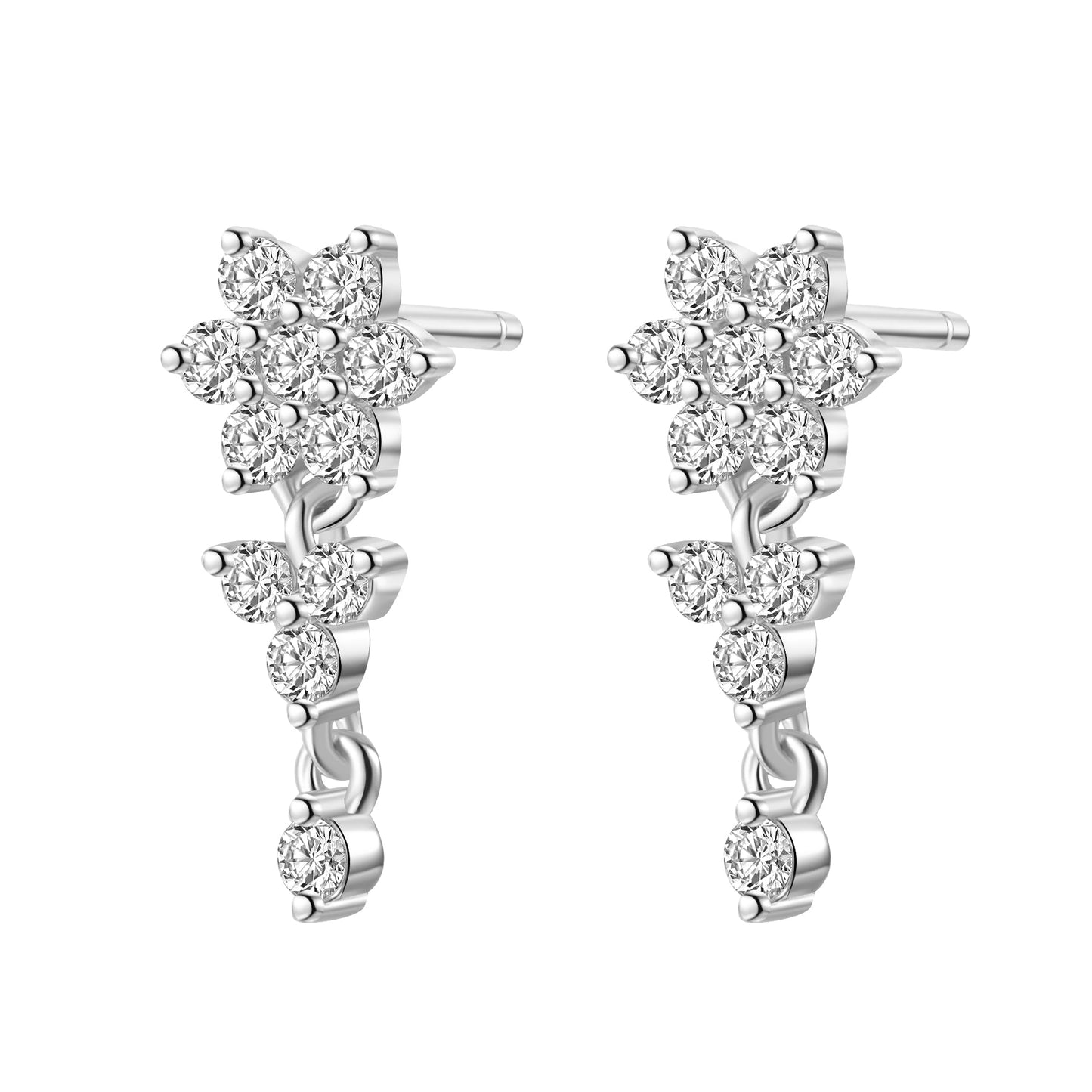 Radiant Bloom Drop Earrings Sterling Silver