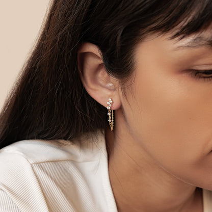 Radiant Blossom Chain Earrings Sterling Silver