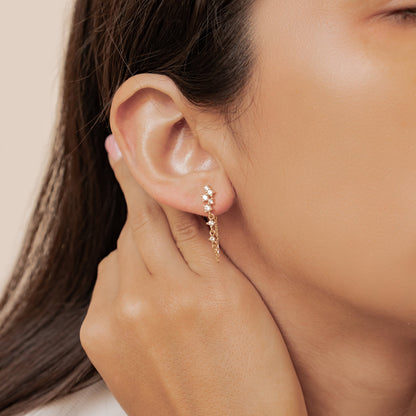 Radiant Blossom Chain Earrings Sterling Silver