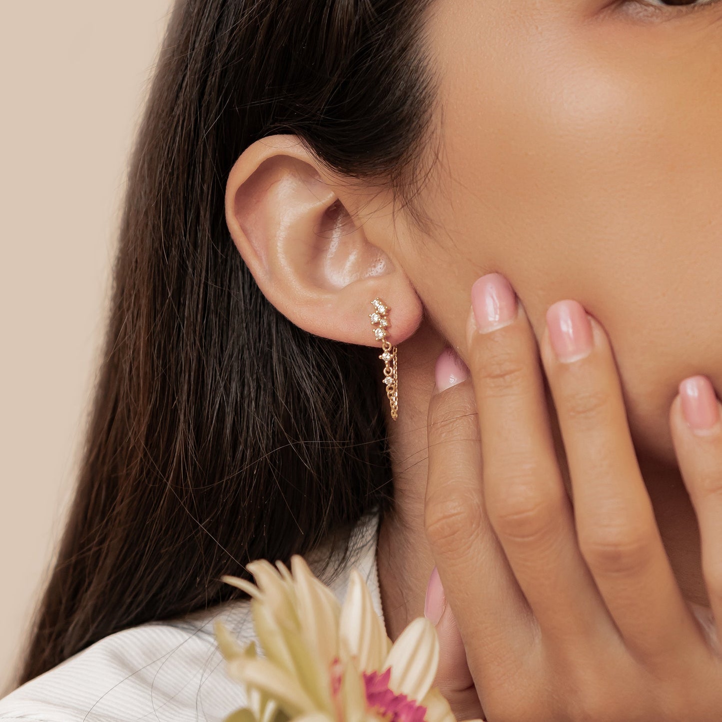Radiant Blossom Chain Earrings Sterling Silver