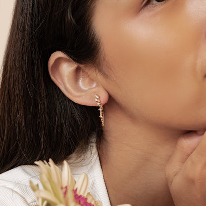 Radiant Blossom Chain Earrings Sterling Silver