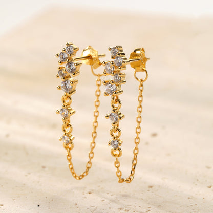 Radiant Blossom Chain Earrings Sterling Silver