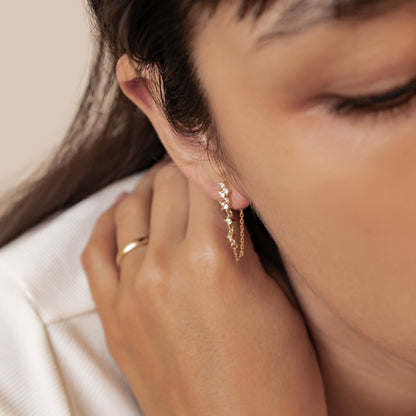 Radiant Blossom Chain Earrings Sterling Silver