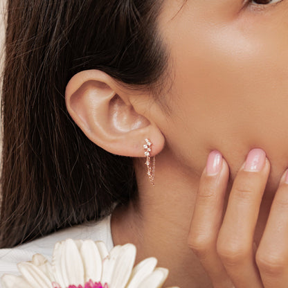 Radiant Blossom Chain Earrings Sterling Silver