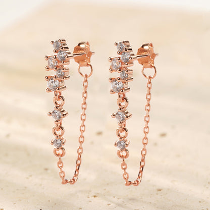 Radiant Blossom Chain Earrings Sterling Silver