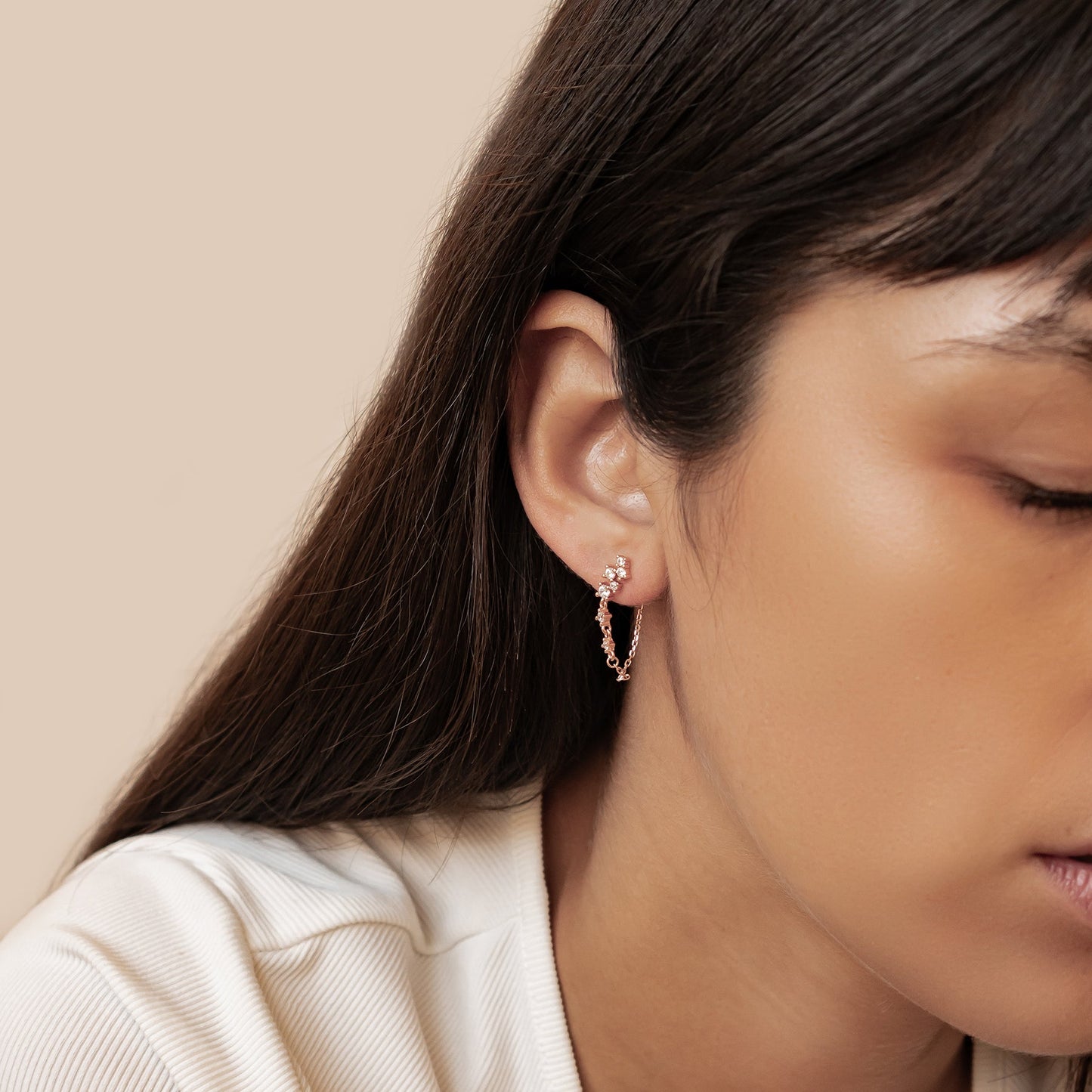 Radiant Blossom Chain Earrings Sterling Silver