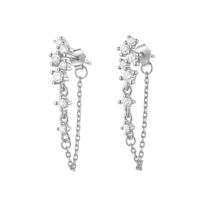 Radiant Blossom Chain Earrings Sterling Silver