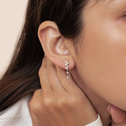 Radiant Blossom Chain Earrings Sterling Silver