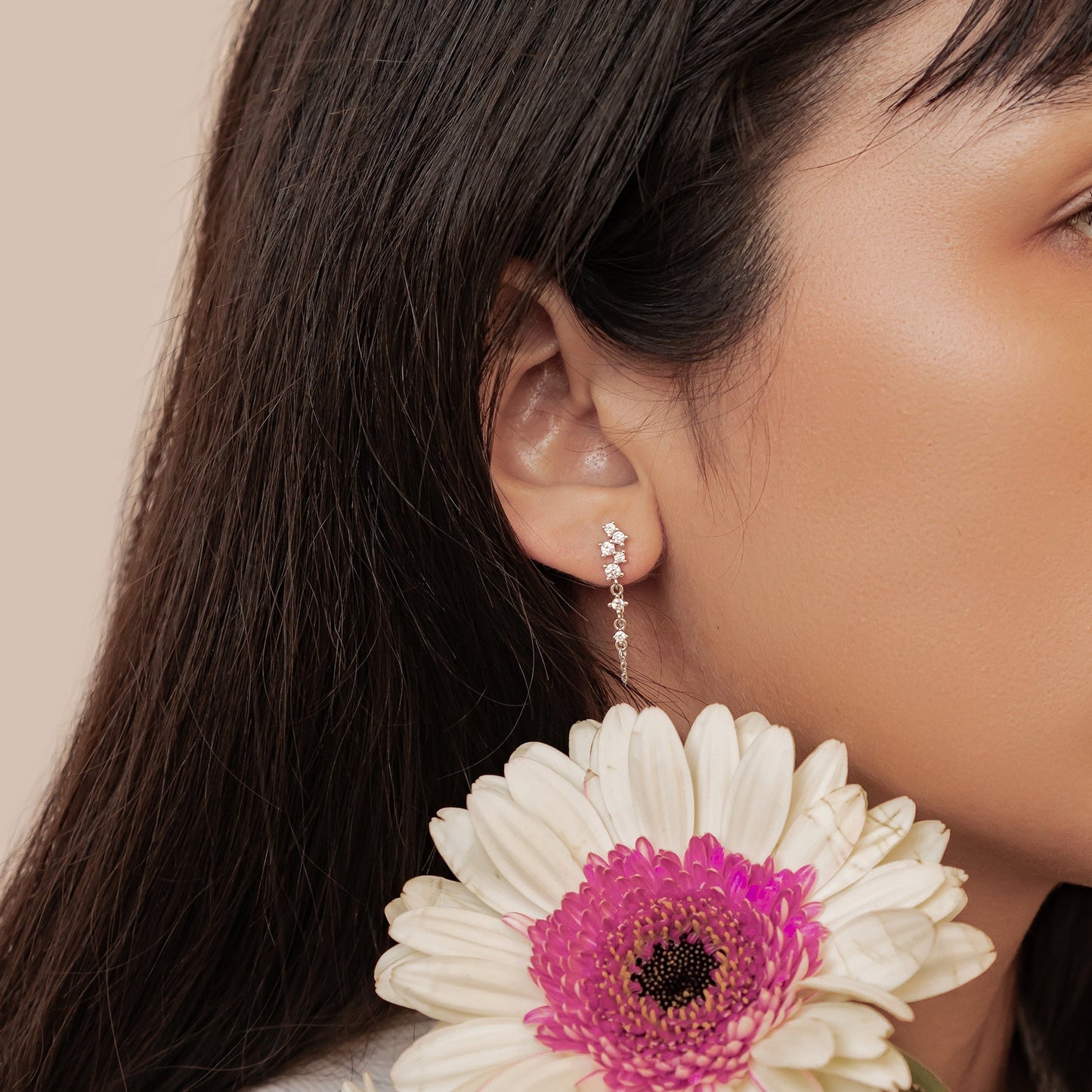 Radiant Blossom Chain Earrings Sterling Silver