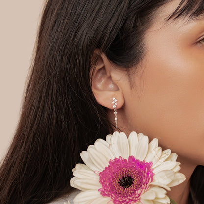 Radiant Blossom Chain Earrings Sterling Silver