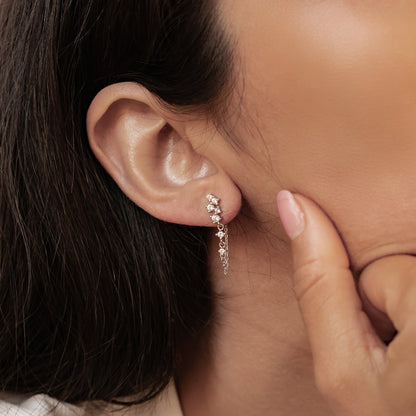 Radiant Blossom Chain Earrings Sterling Silver