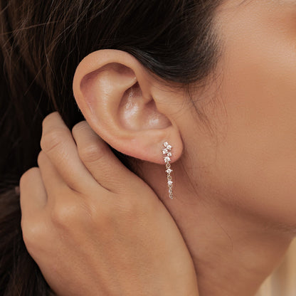 Radiant Blossom Chain Earrings Sterling Silver