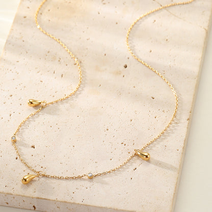 Raindrop & Sparkle Chain Necklace Waterproof