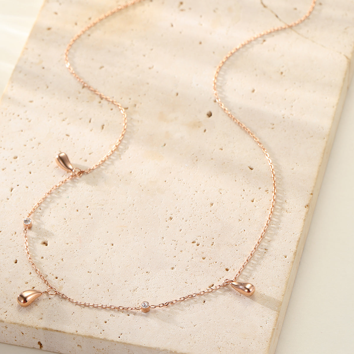 Raindrop & Sparkle Chain Necklace Waterproof