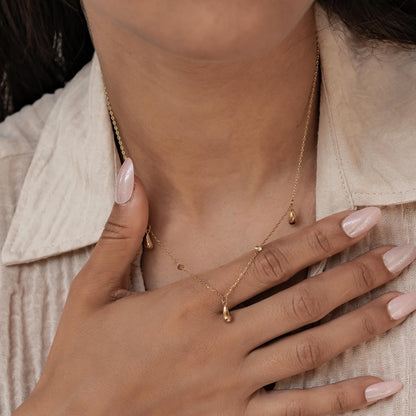 Raindrop & Sparkle Chain Necklace Waterproof