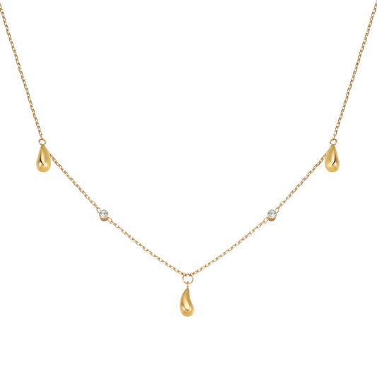 Raindrop & Sparkle Chain Necklace Waterproof