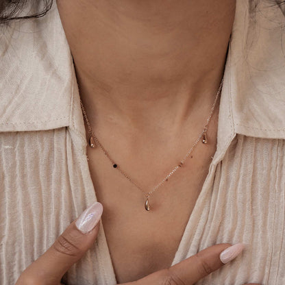 Raindrop & Sparkle Chain Necklace Waterproof