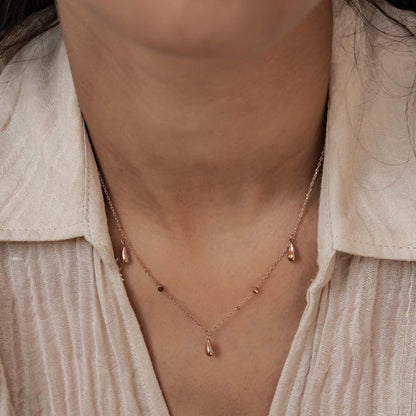 Raindrop & Sparkle Chain Necklace Waterproof