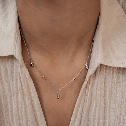 Raindrop & Sparkle Chain Necklace Waterproof