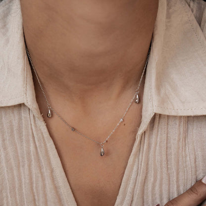 Raindrop & Sparkle Chain Necklace Waterproof