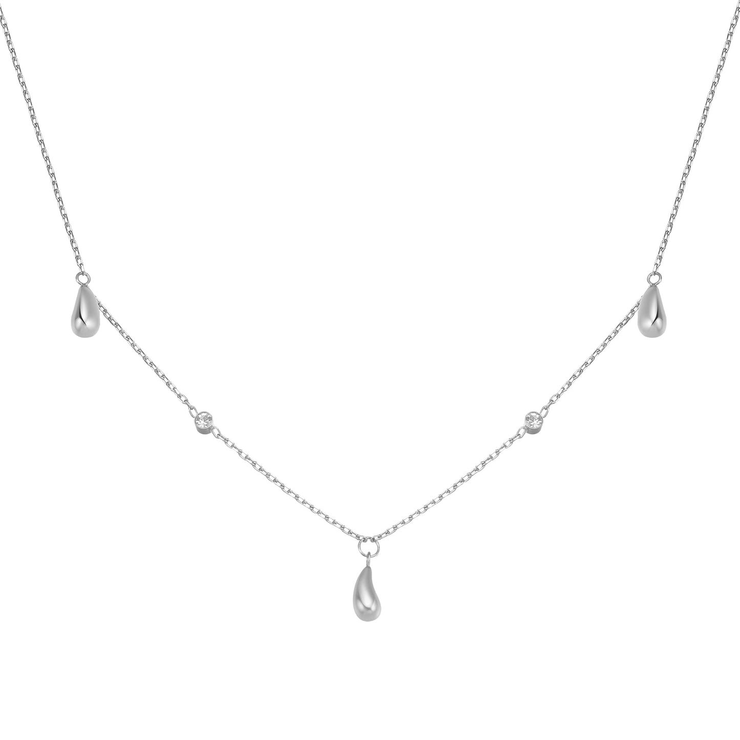 Raindrop & Sparkle Chain Necklace Waterproof