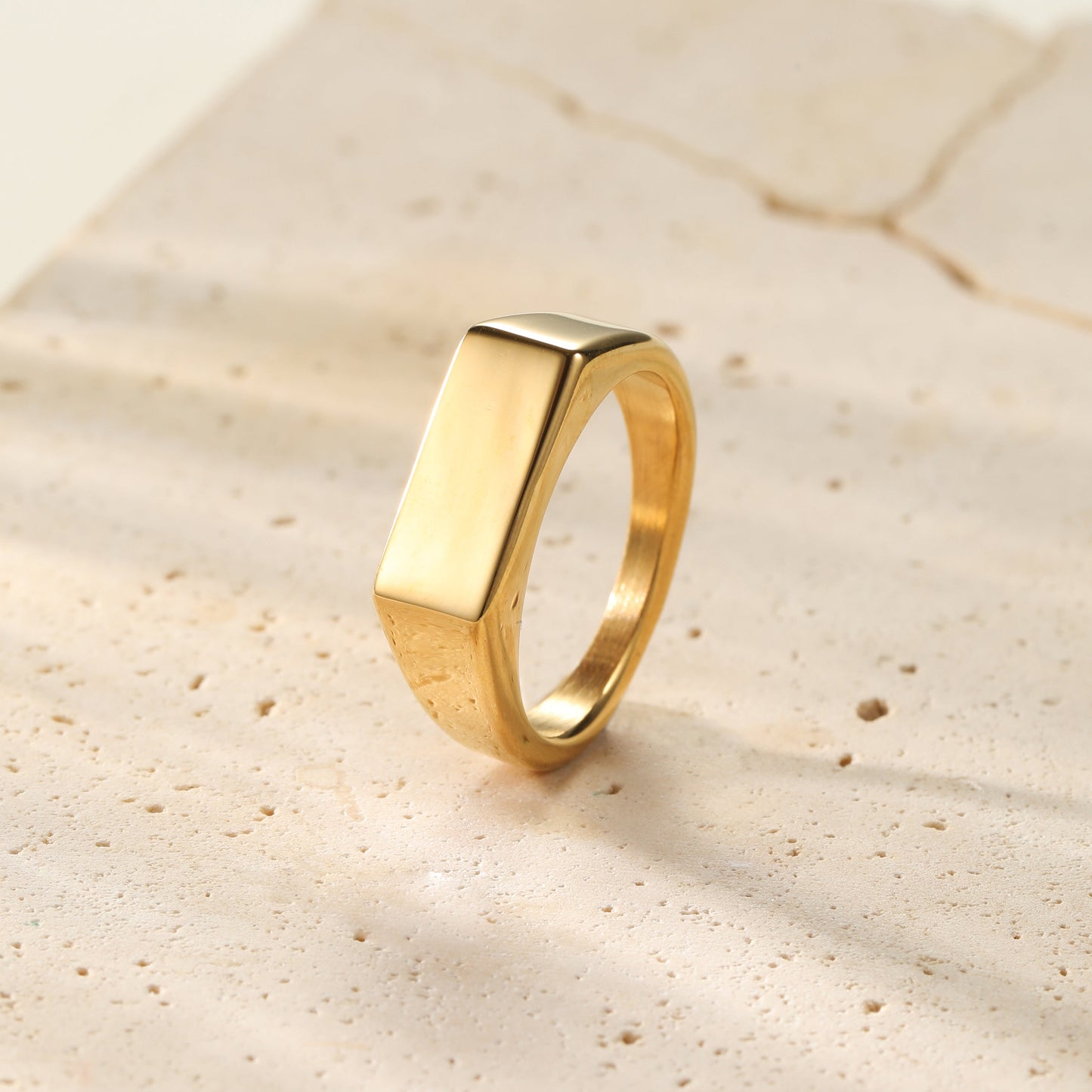 Rectangular Signet Ring Men Stainless Steel