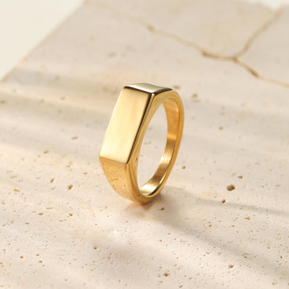 Rectangular Signet Ring Men Stainless Steel