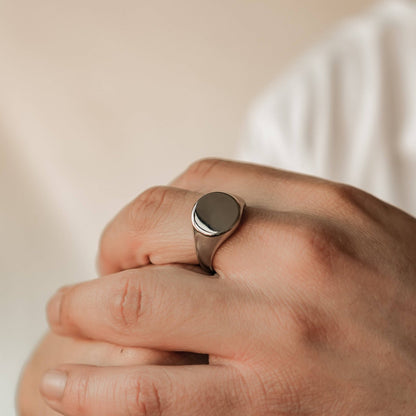 Rectangular Signet Ring Men Stainless Steel