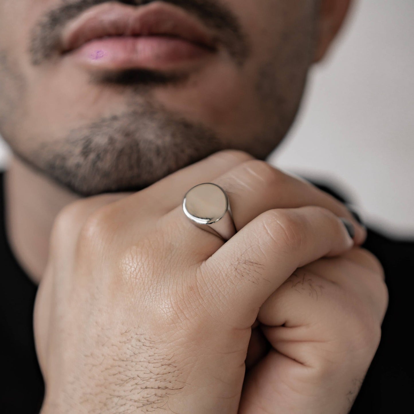 Rectangular Signet Ring Men Stainless Steel