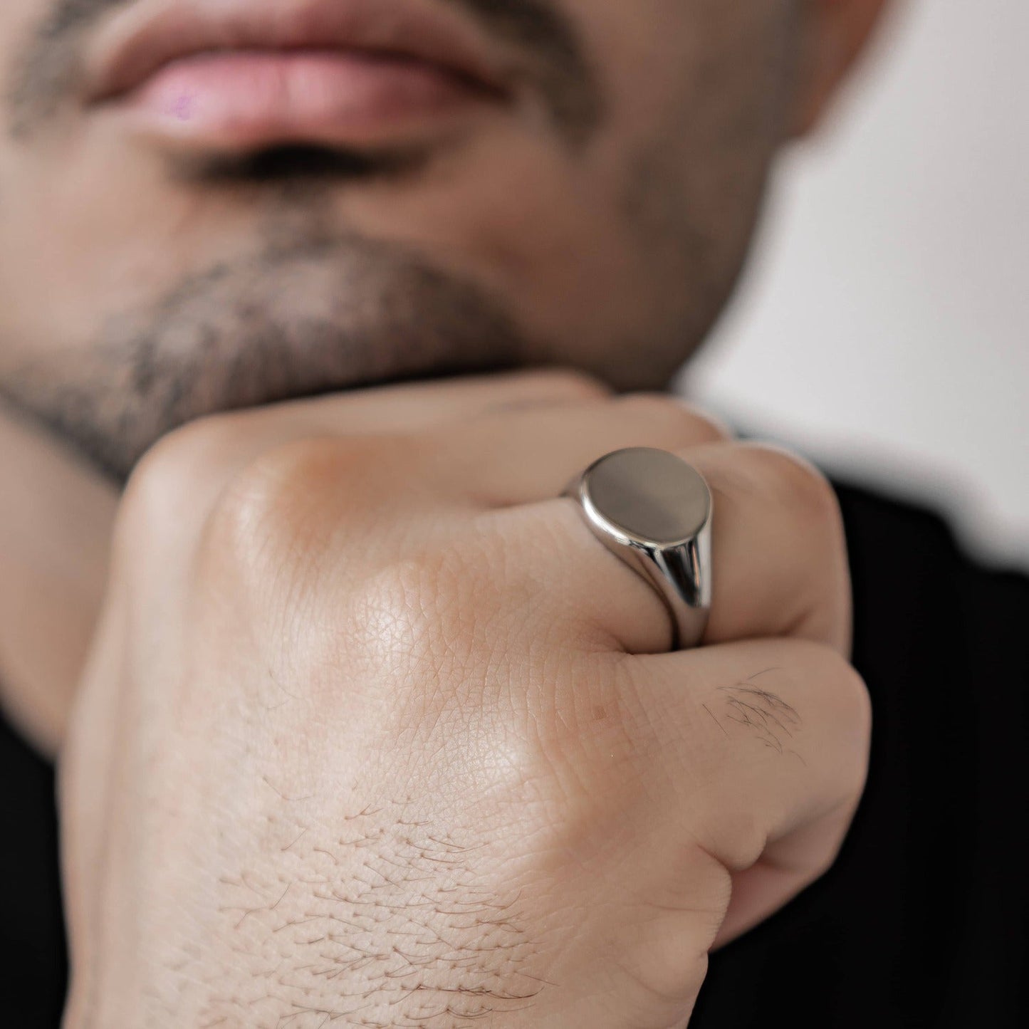 Rectangular Signet Ring Men Stainless Steel