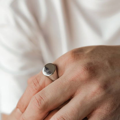 Rectangular Signet Ring Men Stainless Steel