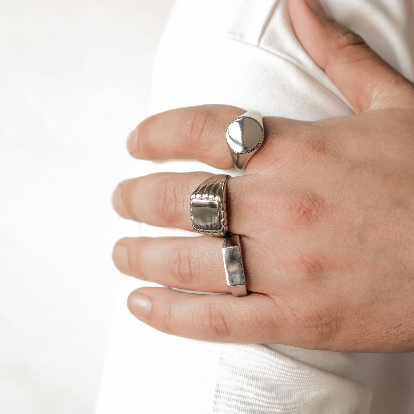 Rectangular Signet Ring Men Stainless Steel