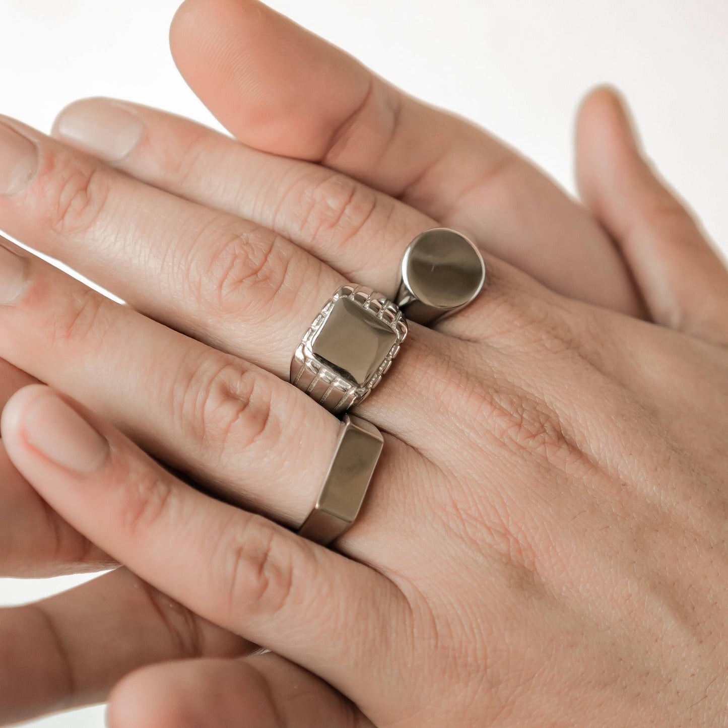 Rectangular Signet Ring Men Stainless Steel