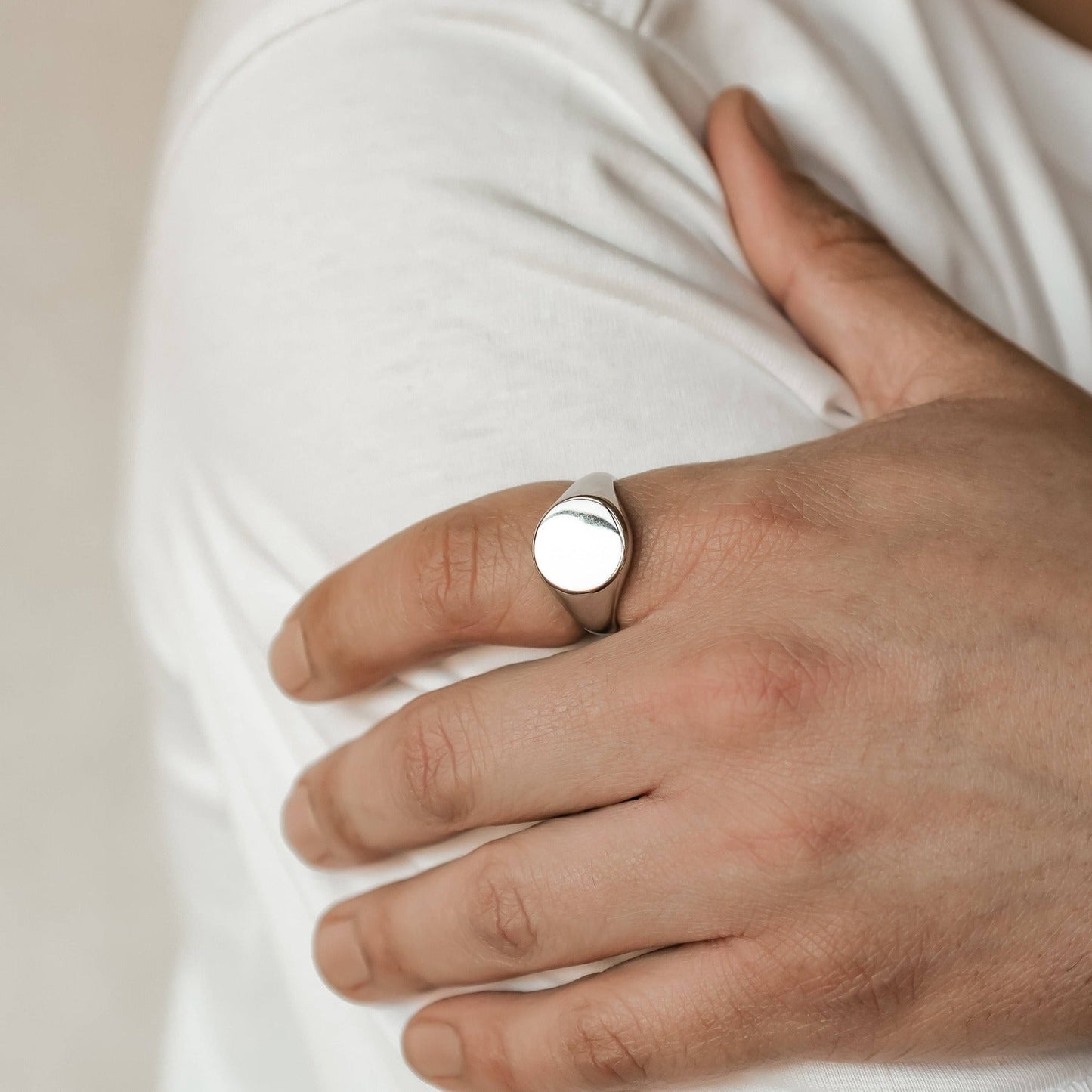 Rectangular Signet Ring Men Stainless Steel