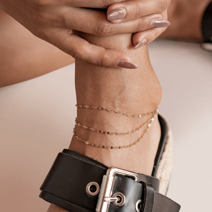 Rolo Trio Chain Anklet – Waterproof