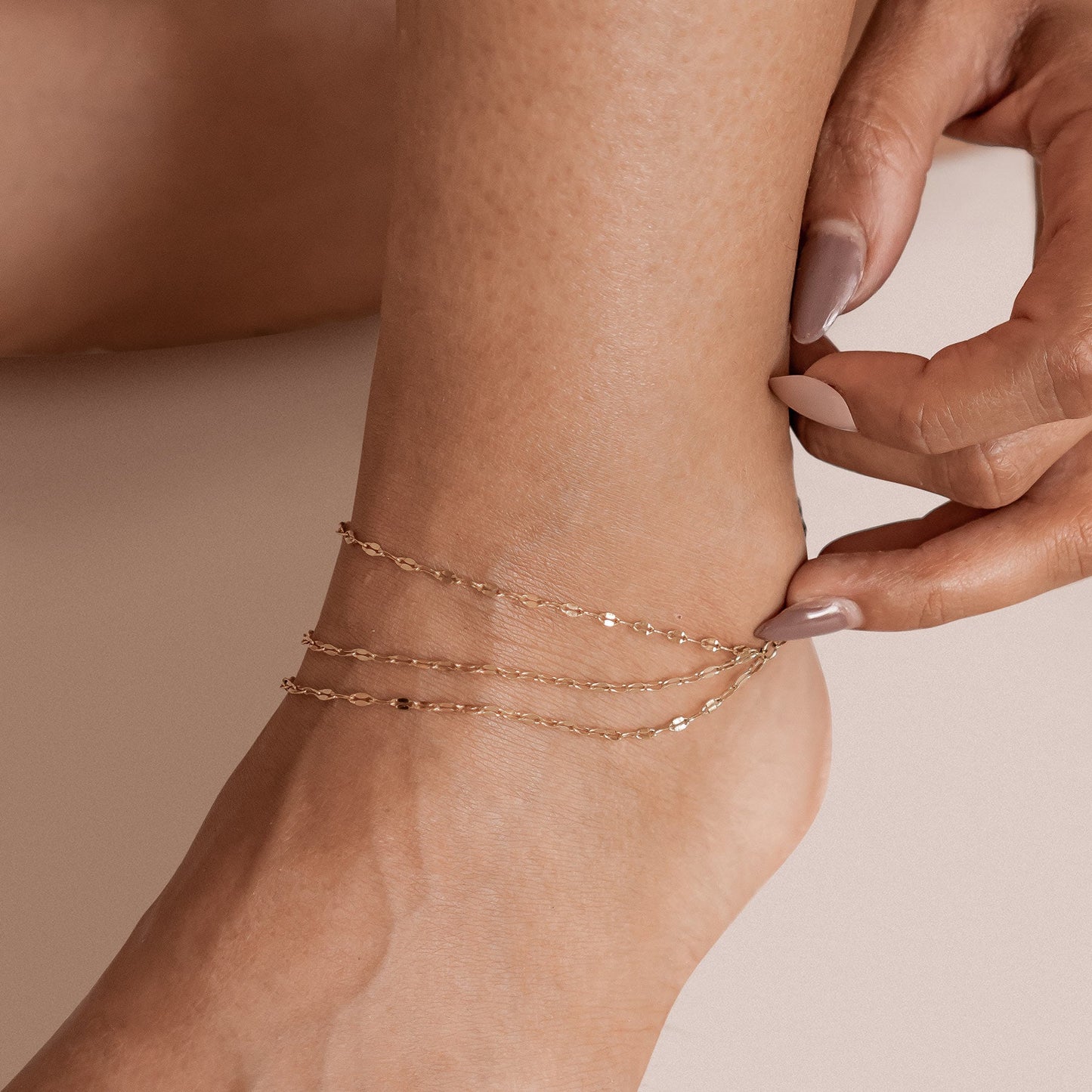 Rolo Trio Chain Anklet – Waterproof