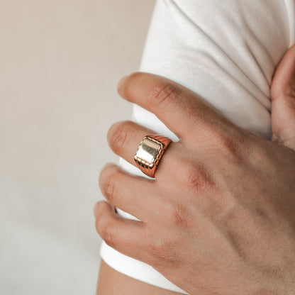 Round Signet Ring Men Stainless Steel