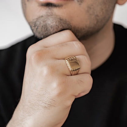 Round Signet Ring Men Stainless Steel