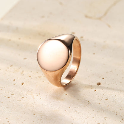 Round Signet Ring Men Stainless Steel