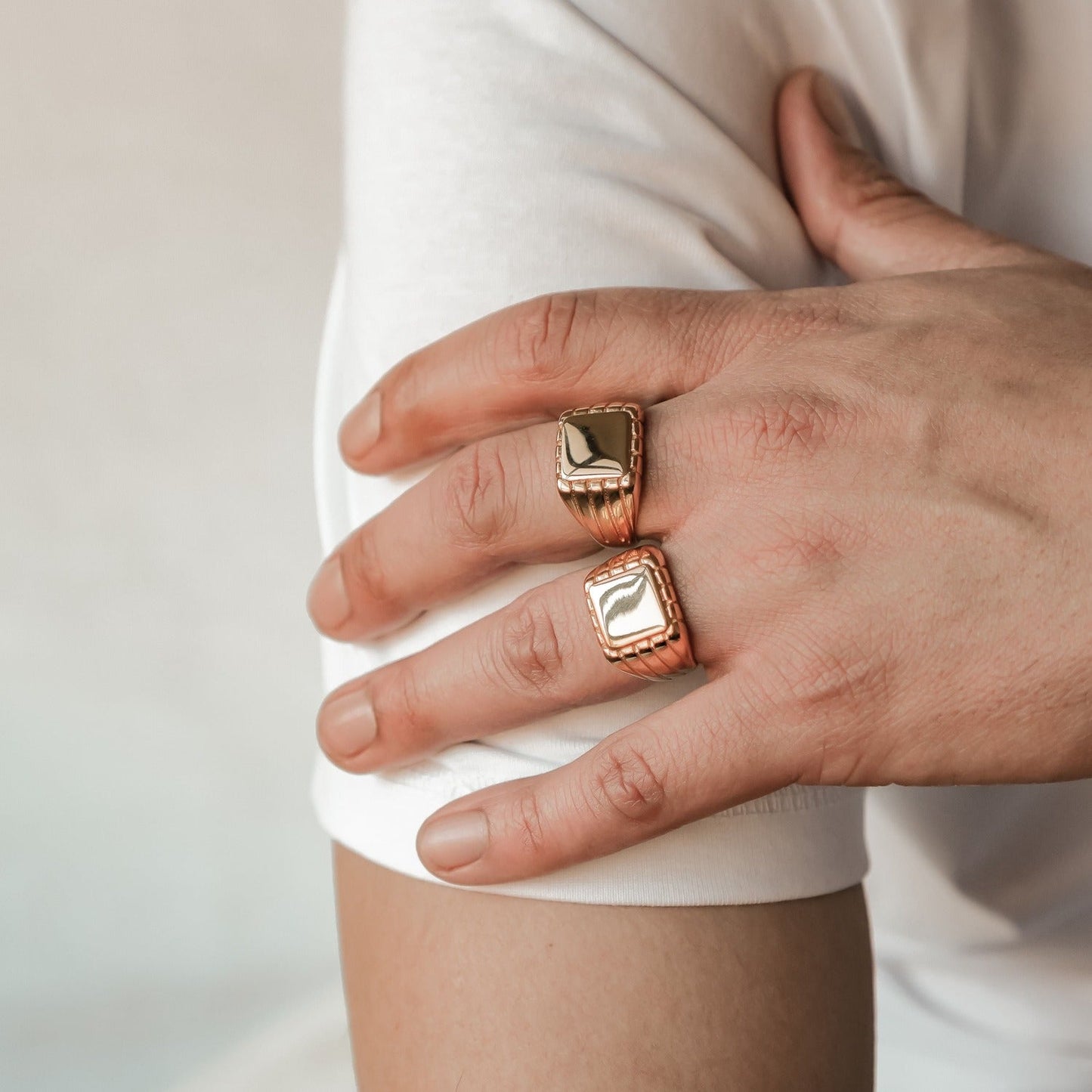 Engraved Square Signet Ring Men Stainless Steel